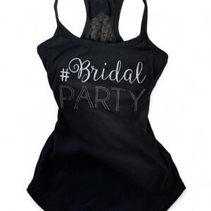 Betsey Johnson Black rhinestone and bow back detailed Bridal Party tank top